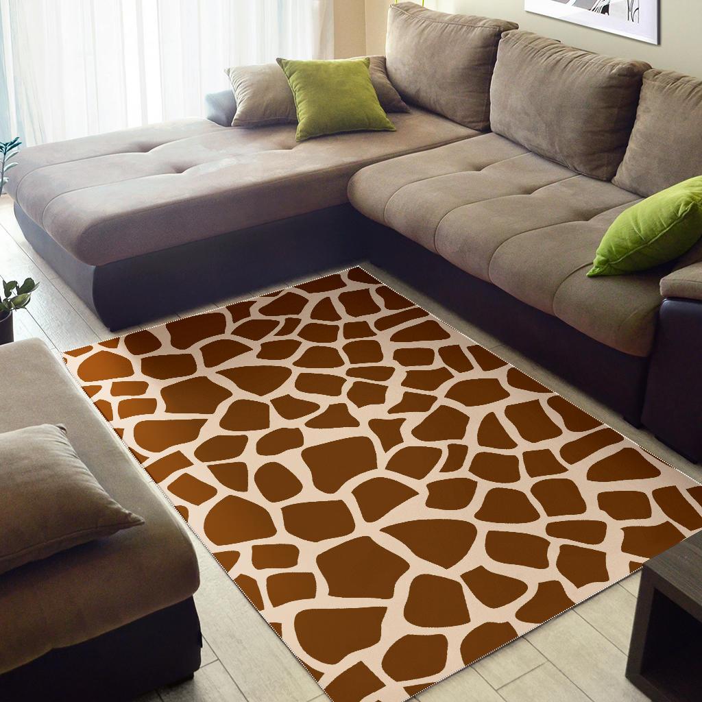 Brown Giraffe Pattern Print Area Rug GearFrost