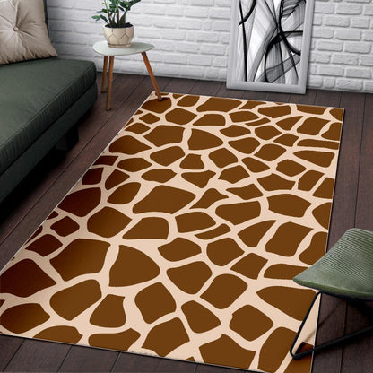 Brown Giraffe Pattern Print Area Rug GearFrost