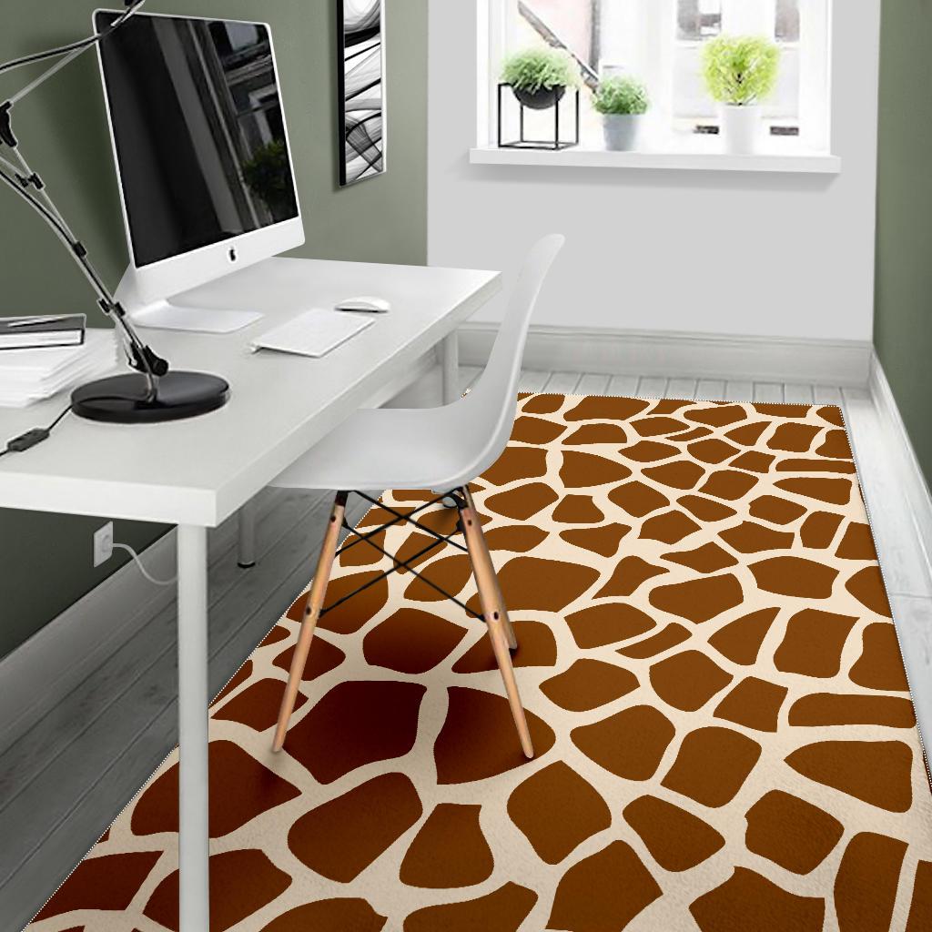 Brown Giraffe Pattern Print Area Rug GearFrost