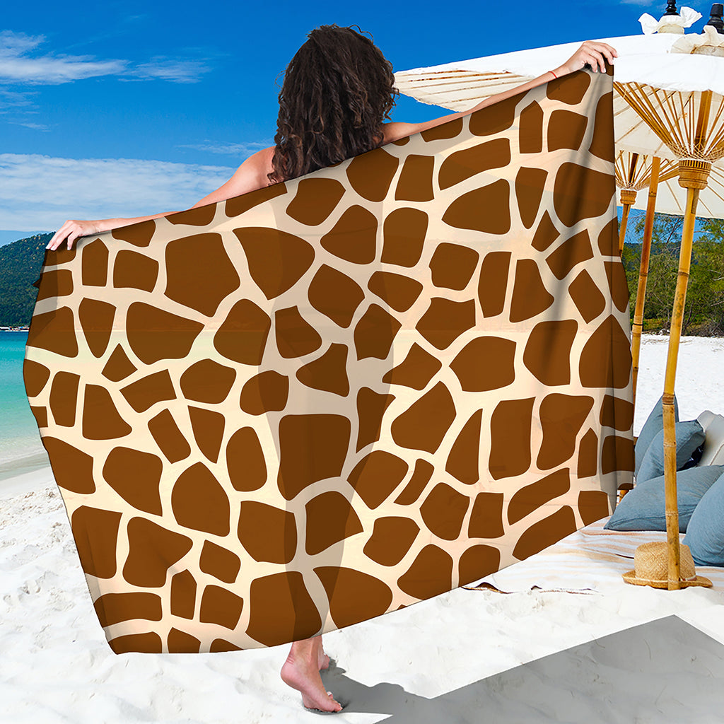 Brown Giraffe Pattern Print Beach Sarong Wrap