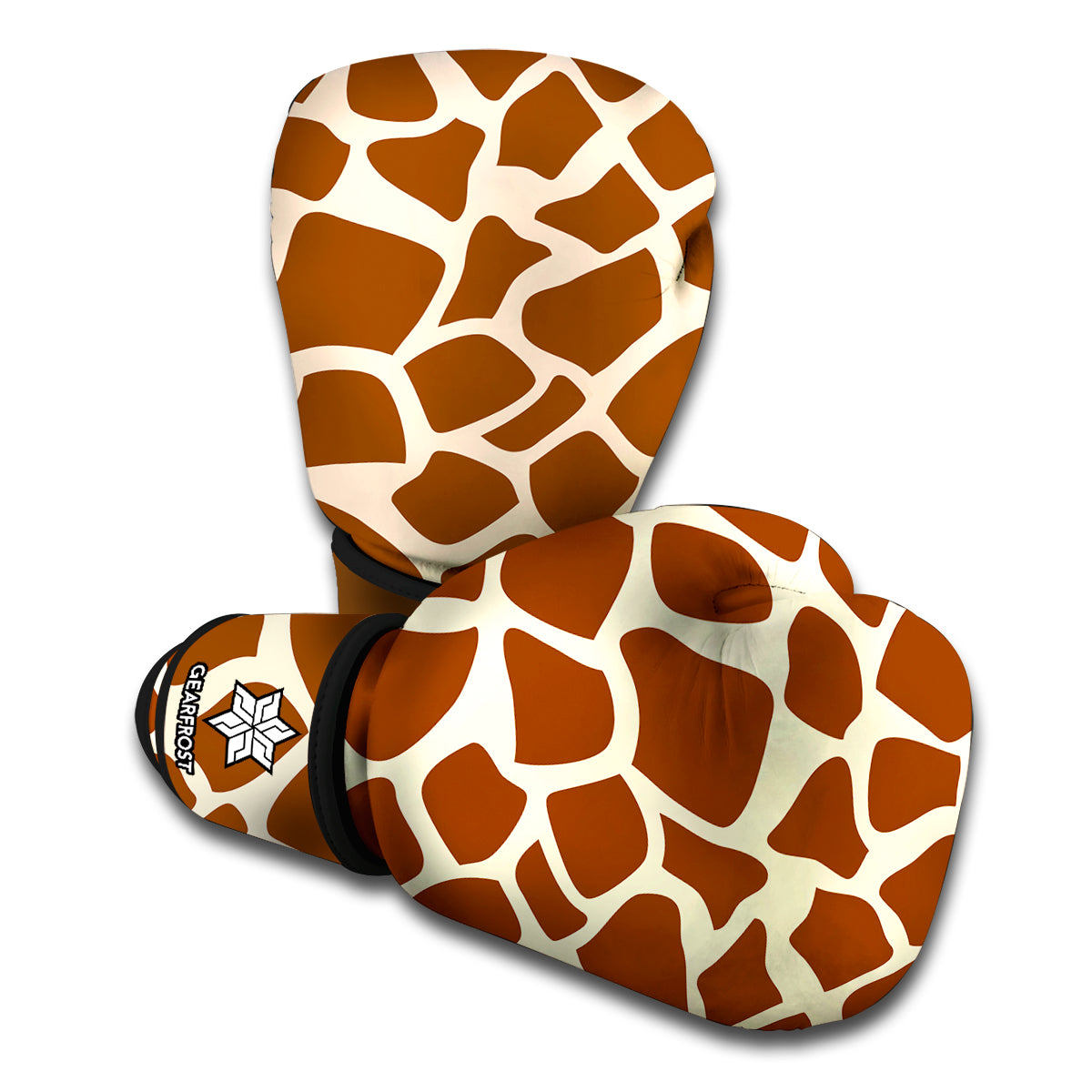 Brown Giraffe Pattern Print Boxing Gloves