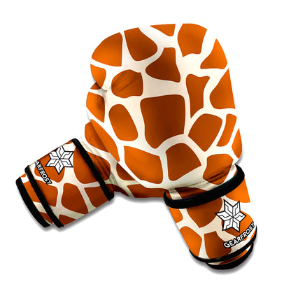 Brown Giraffe Pattern Print Boxing Gloves