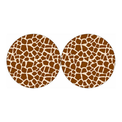 Brown Giraffe Pattern Print Car Coasters