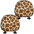 Brown Giraffe Pattern Print Car Headrest Covers