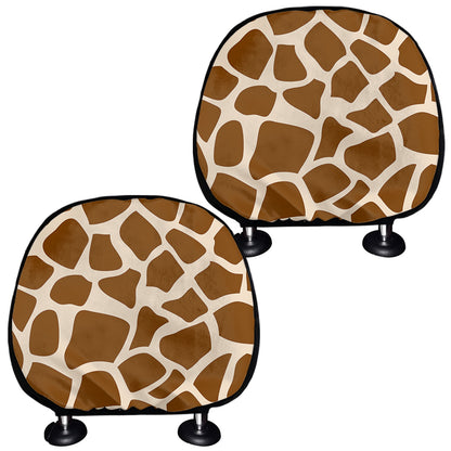 Brown Giraffe Pattern Print Car Headrest Covers