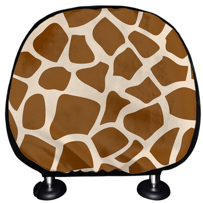 Brown Giraffe Pattern Print Car Headrest Covers