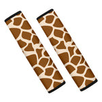 Brown Giraffe Pattern Print Car Seat Belt Covers
