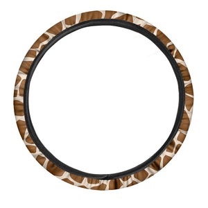 Brown Giraffe Pattern Print Car Steering Wheel Cover