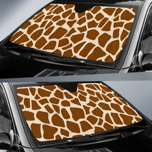 Brown Giraffe Pattern Print Car Sun Shade GearFrost