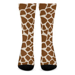 Brown Giraffe Pattern Print Crew Socks