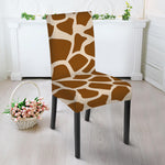 Brown Giraffe Pattern Print Dining Chair Slipcover