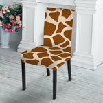 Brown Giraffe Pattern Print Dining Chair Slipcover