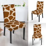 Brown Giraffe Pattern Print Dining Chair Slipcover
