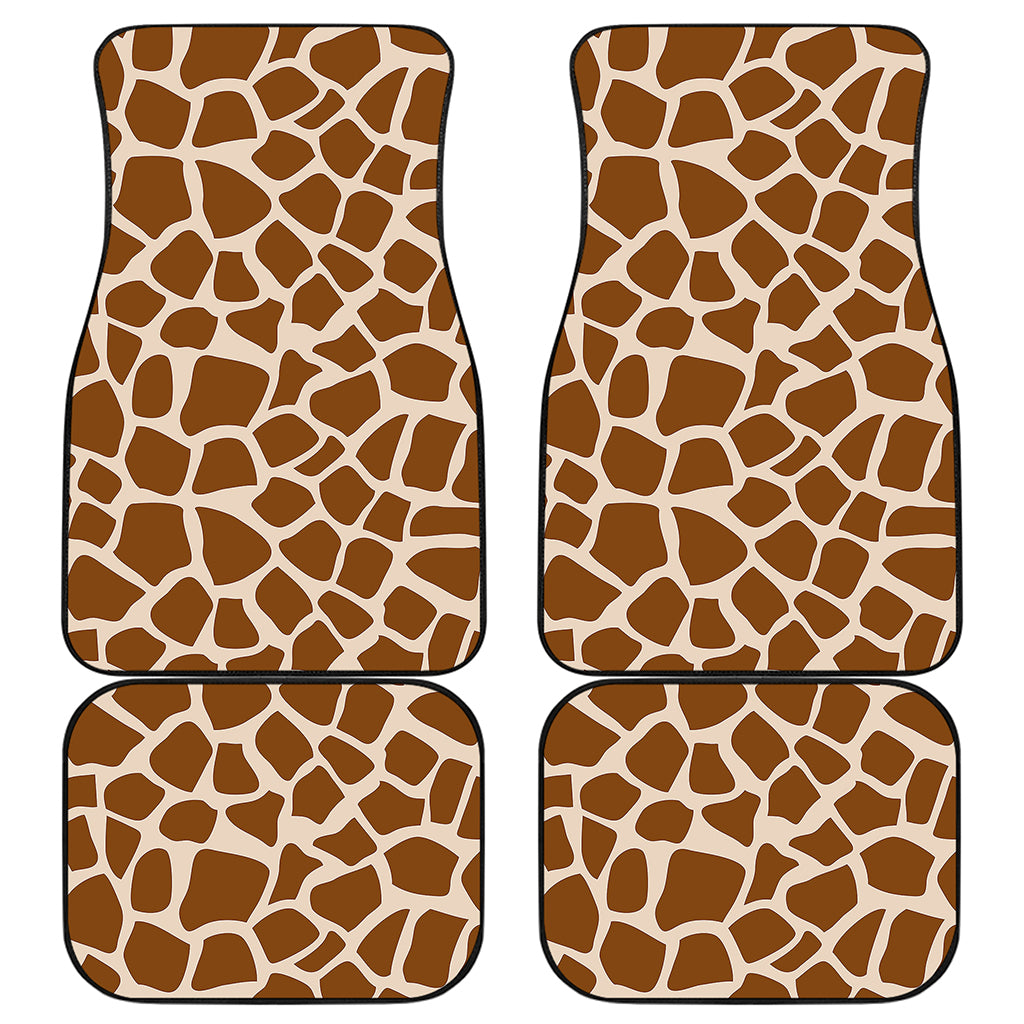 Brown Giraffe Pattern Print Front and Back Car Floor Mats