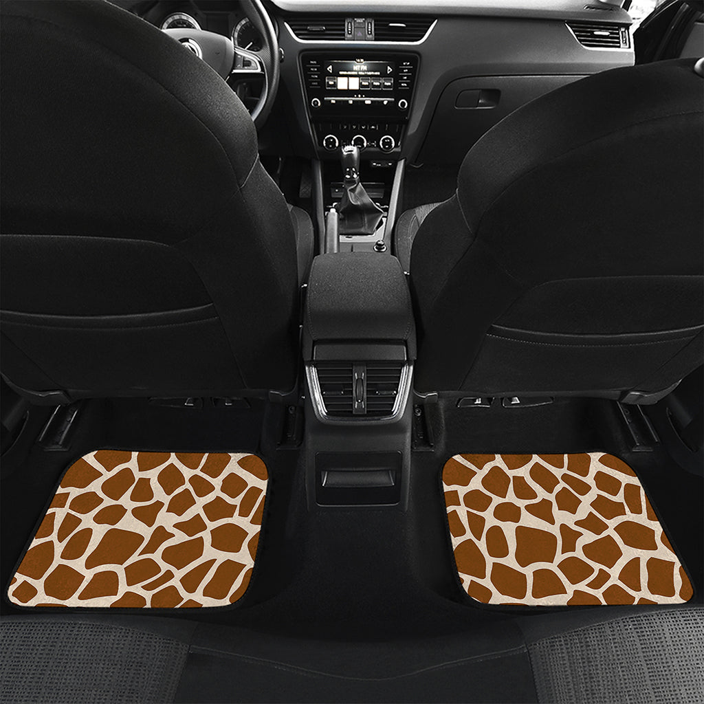 Brown Giraffe Pattern Print Front and Back Car Floor Mats