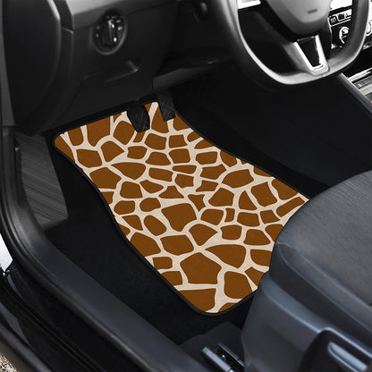 Brown Giraffe Pattern Print Front and Back Car Floor Mats