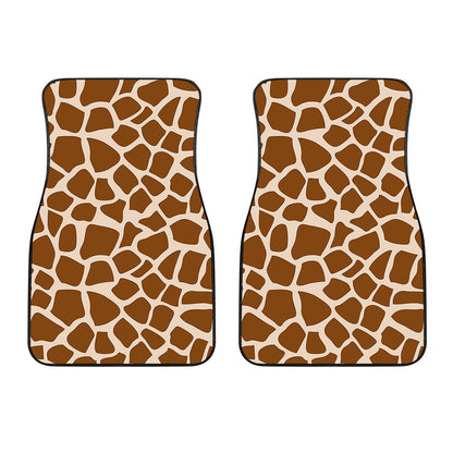 Brown Giraffe Pattern Print Front Car Floor Mats