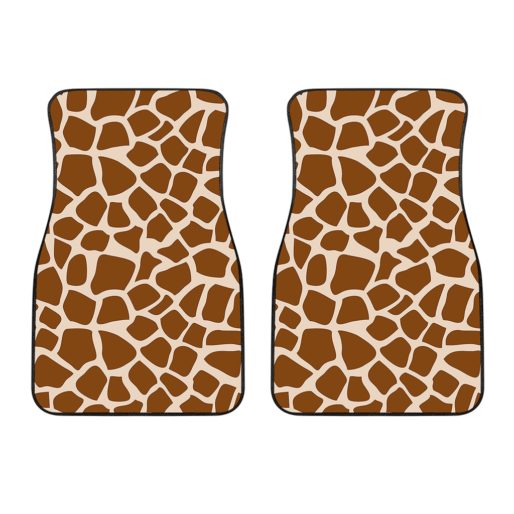 Brown Giraffe Pattern Print Front Car Floor Mats