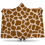 Brown Giraffe Pattern Print Hooded Blanket