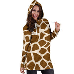 Brown Giraffe Pattern Print Hoodie Dress GearFrost