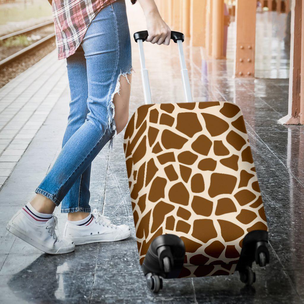 Brown Giraffe Pattern Print Luggage Cover GearFrost