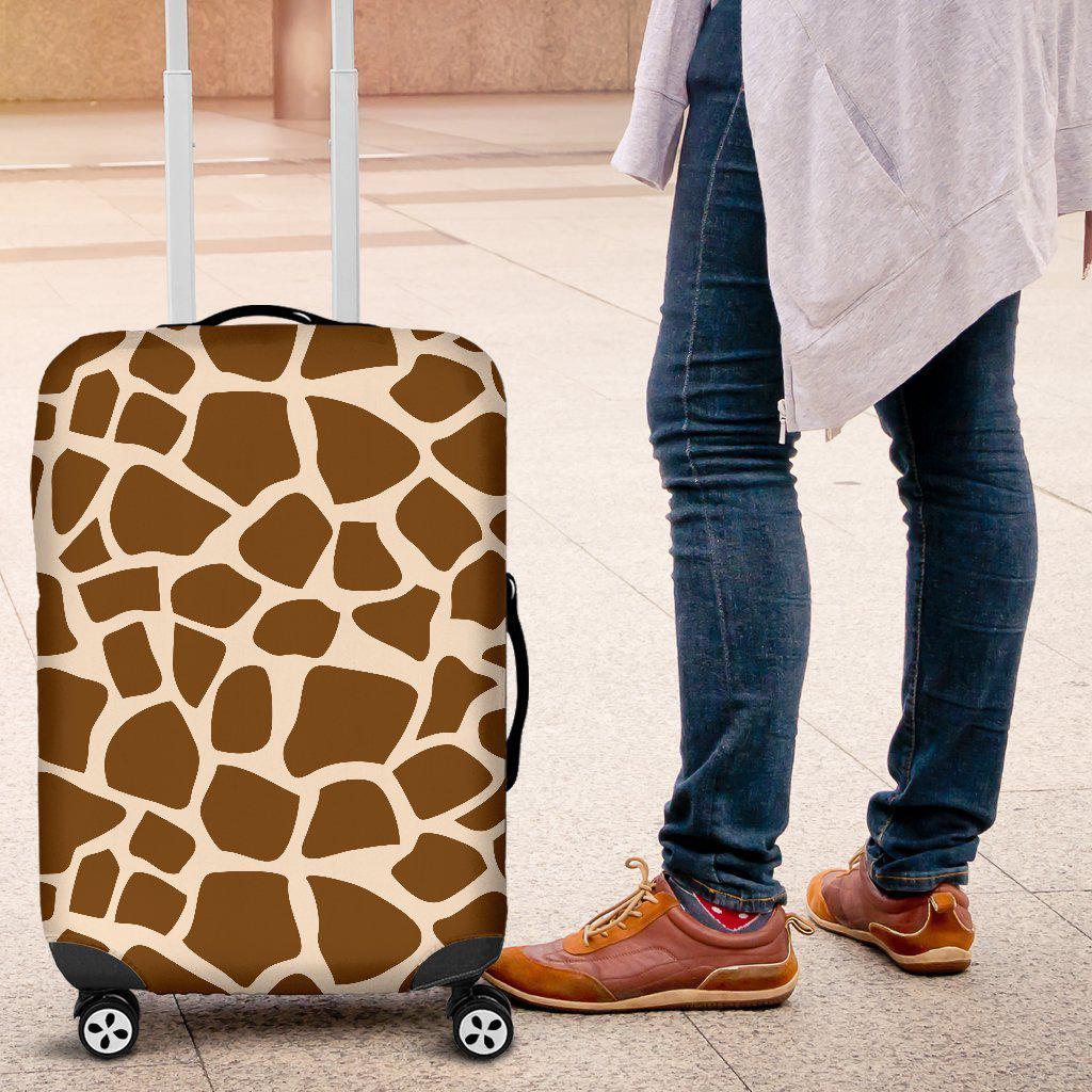 Brown Giraffe Pattern Print Luggage Cover GearFrost