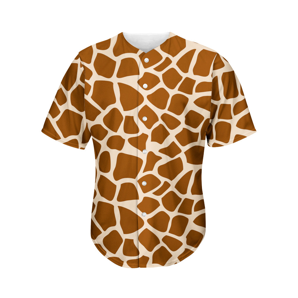 Brown Giraffe Pattern Print Men's Baseball Jersey