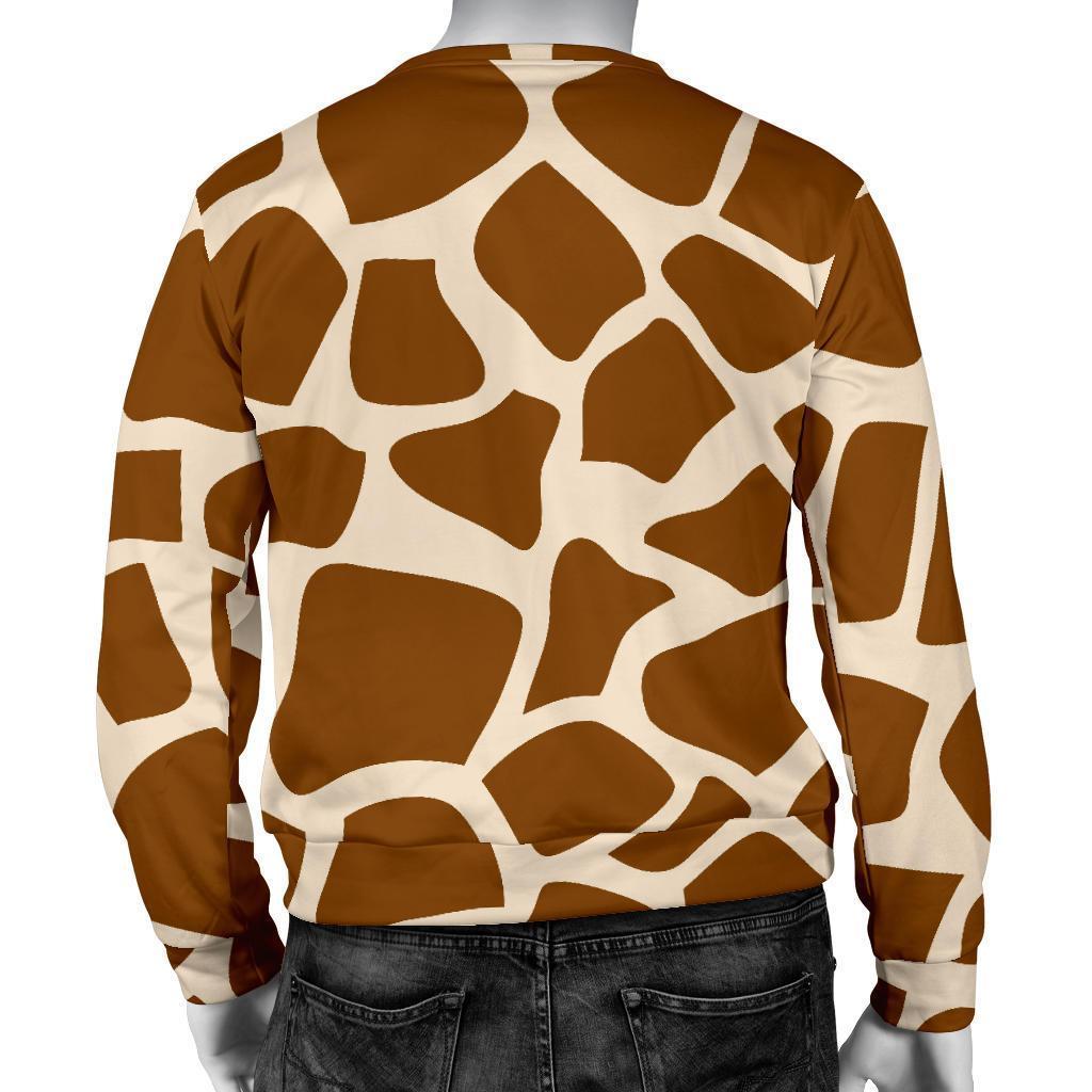 Brown Giraffe Pattern Print Men's Crewneck Sweatshirt GearFrost