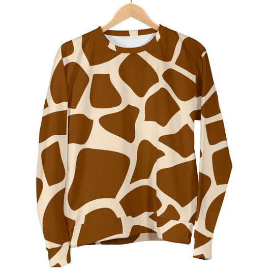 Brown Giraffe Pattern Print Men's Crewneck Sweatshirt GearFrost