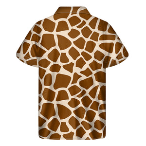 Brown Giraffe Pattern Print Men's Short Sleeve Shirt