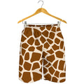 Brown Giraffe Pattern Print Men's Shorts