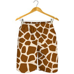 Brown Giraffe Pattern Print Men's Shorts