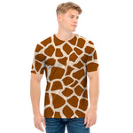 Brown Giraffe Pattern Print Men's T-Shirt