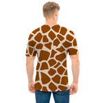 Brown Giraffe Pattern Print Men's T-Shirt