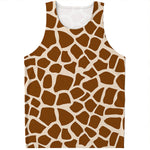 Brown Giraffe Pattern Print Men's Tank Top