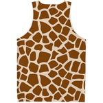 Brown Giraffe Pattern Print Men's Tank Top