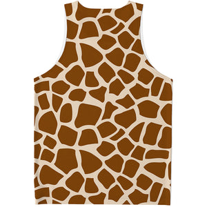 Brown Giraffe Pattern Print Men's Tank Top