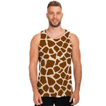 Brown Giraffe Pattern Print Men's Tank Top