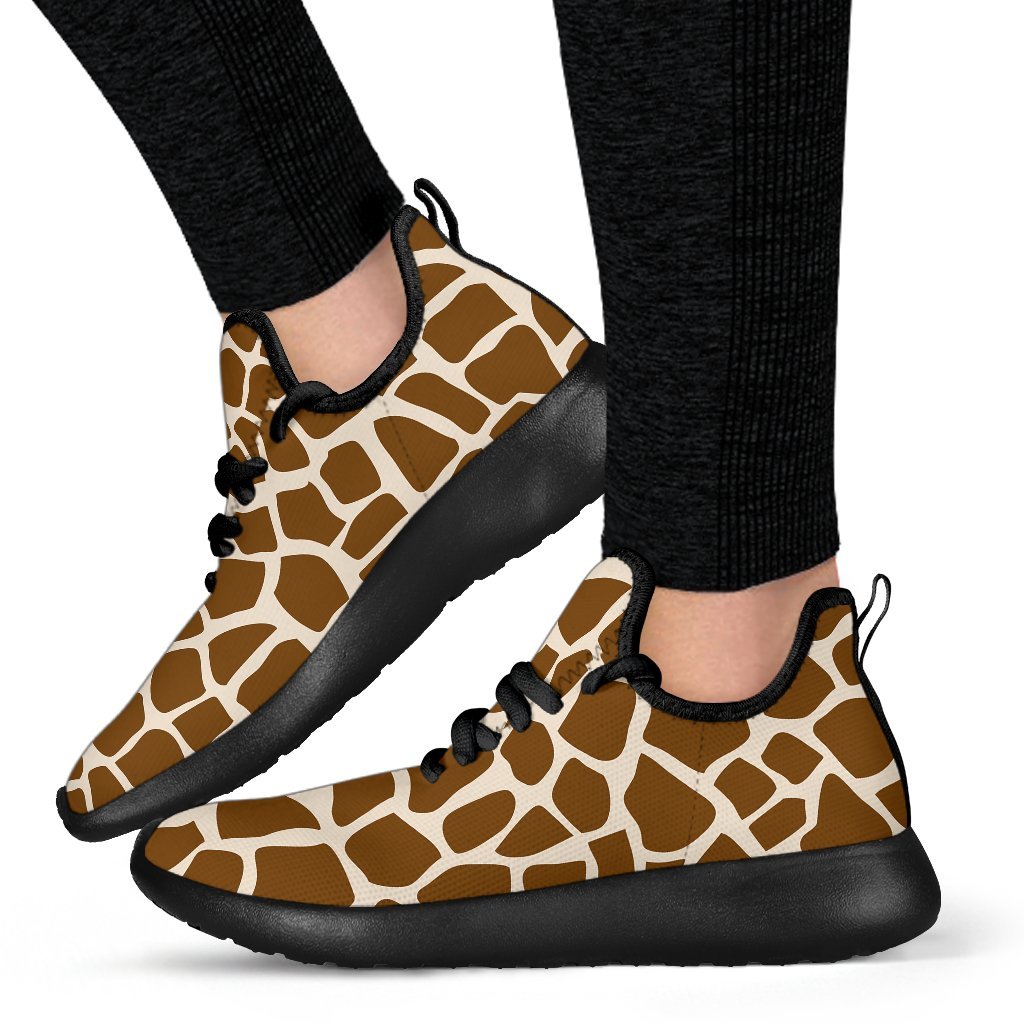 Brown Giraffe Pattern Print Mesh Knit Shoes GearFrost
