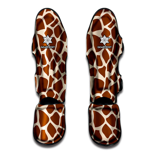 Brown Giraffe Pattern Print Muay Thai Shin Guard