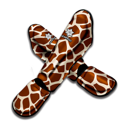 Brown Giraffe Pattern Print Muay Thai Shin Guard