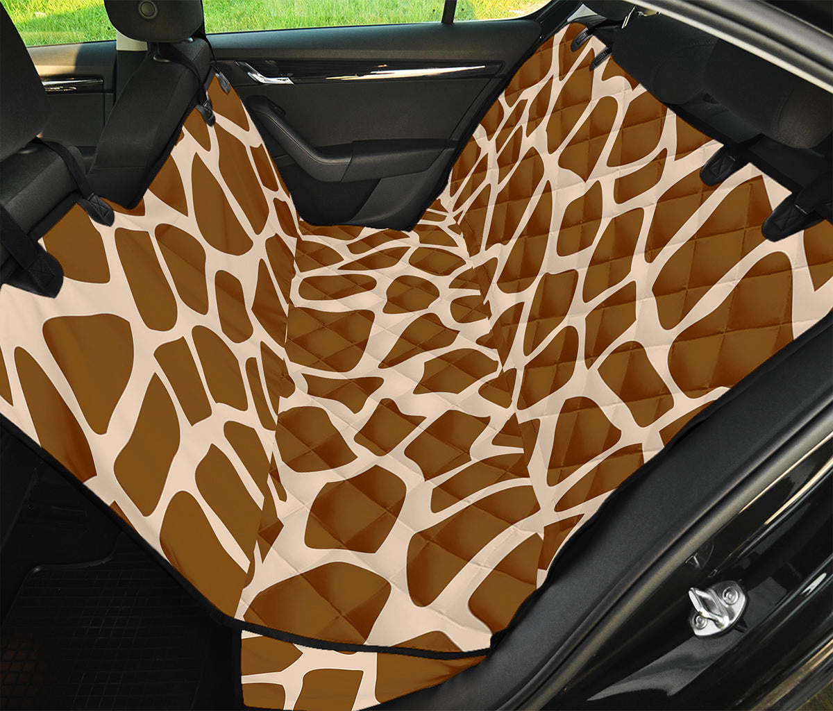Brown Giraffe Pattern Print Pet Car Back Seat Cover