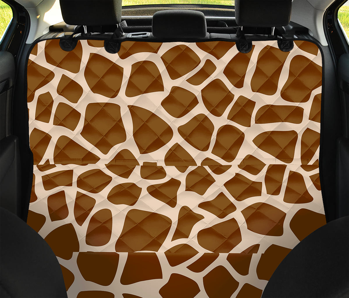 Brown Giraffe Pattern Print Pet Car Back Seat Cover