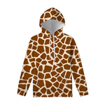 Brown Giraffe Pattern Print Pullover Hoodie