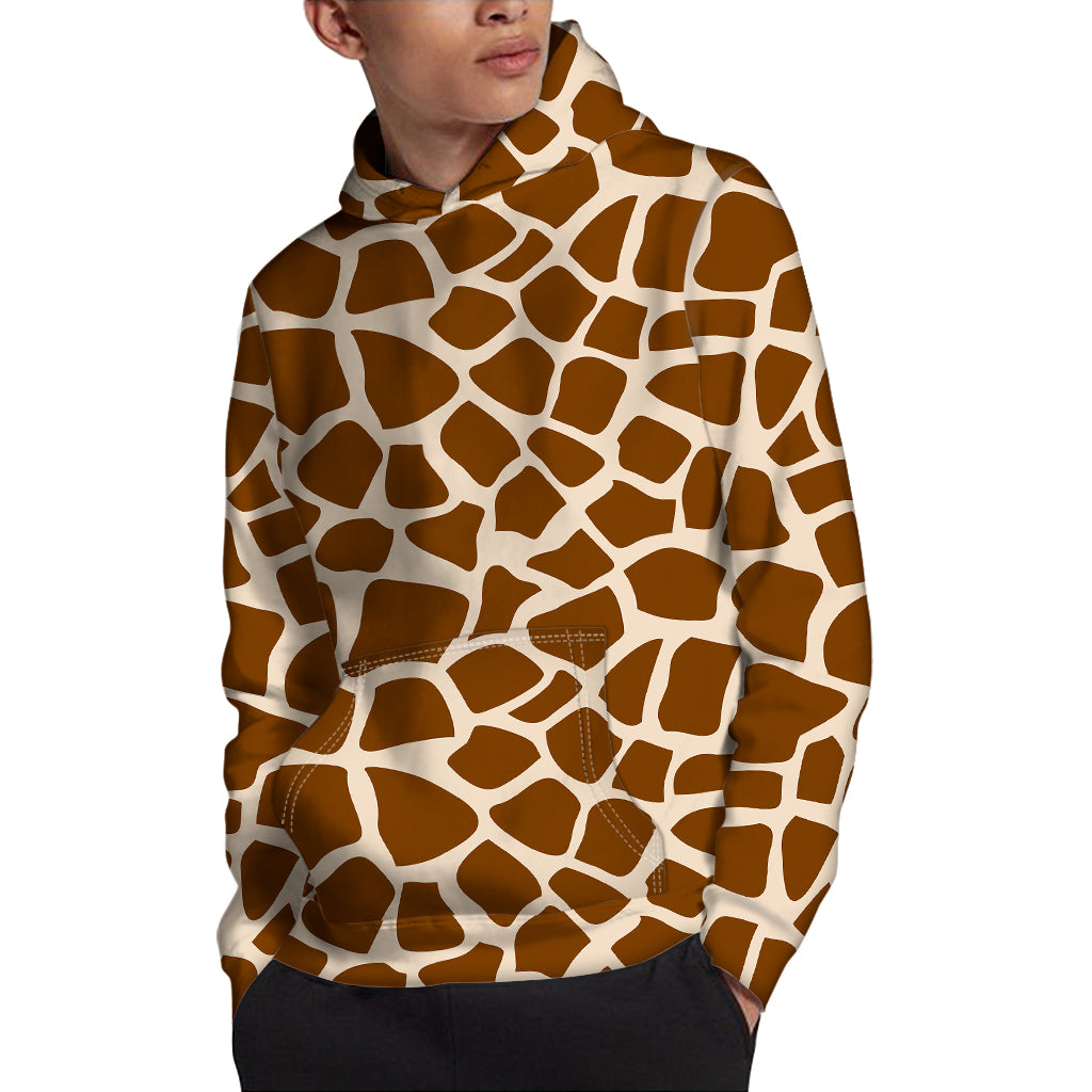 Brown Giraffe Pattern Print Pullover Hoodie