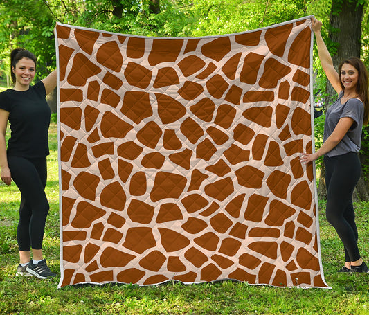 Brown Giraffe Pattern Print Quilt