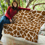 Brown Giraffe Pattern Print Quilt