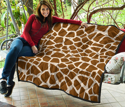 Brown Giraffe Pattern Print Quilt