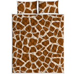 Brown Giraffe Pattern Print Quilt Bed Set