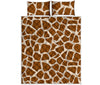 Brown Giraffe Pattern Print Quilt Bed Set